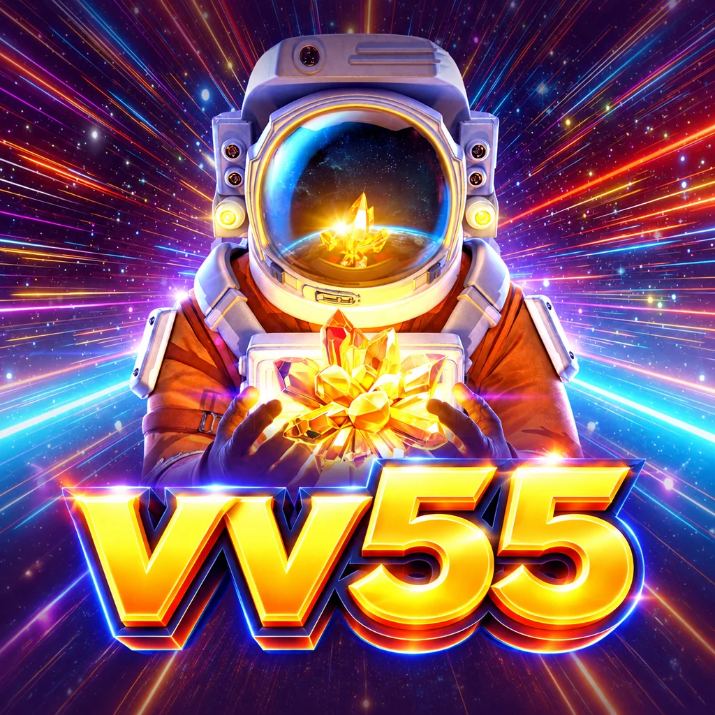 vv55 menampilkan formasi kristal kosmik bercahaya di luar angkasa dalam Galactic Gems